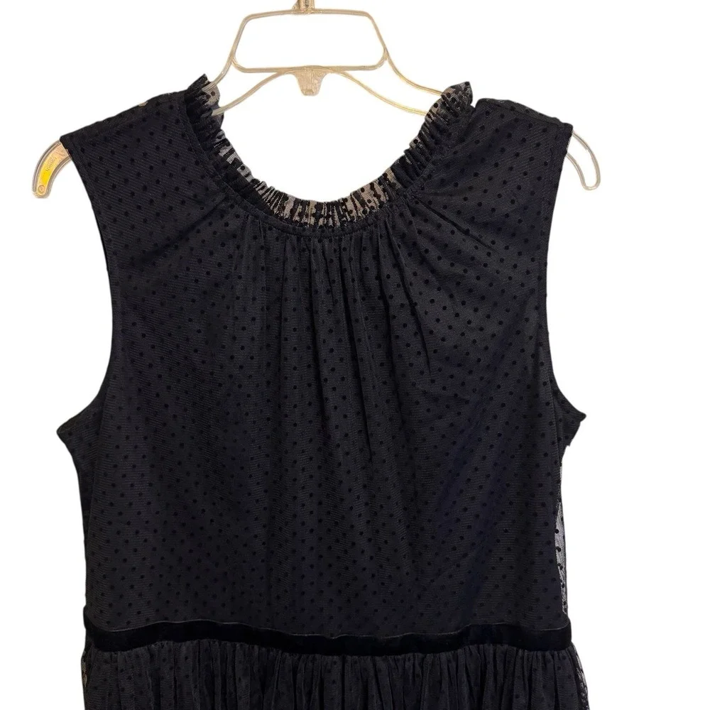 Draper James RSVP Sleeveless Clip Dot Black Tulle‎ Dress Lined Full Skirt